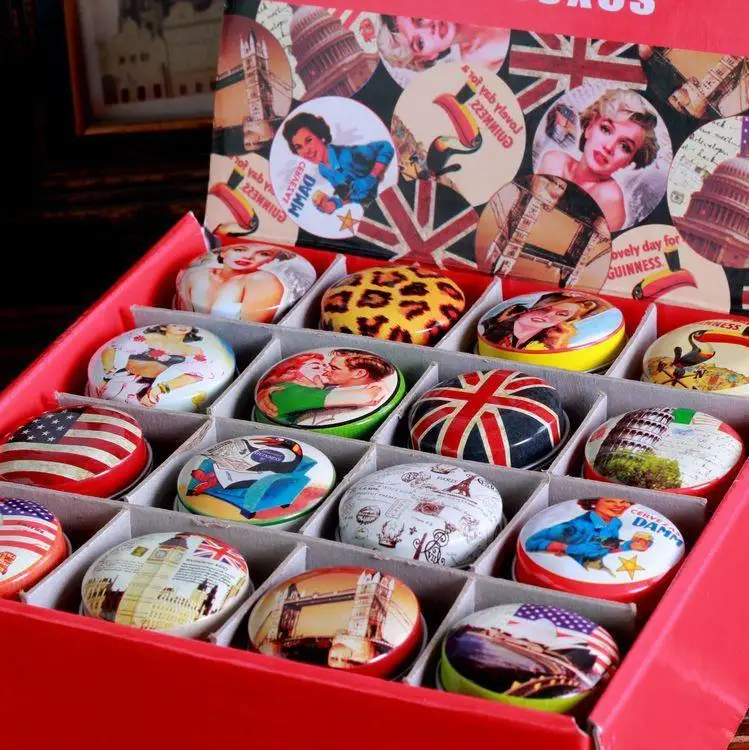 

Retro iron little round tin box jewelry storage box medicine boxes mini candy boxes 48pcs/lot~