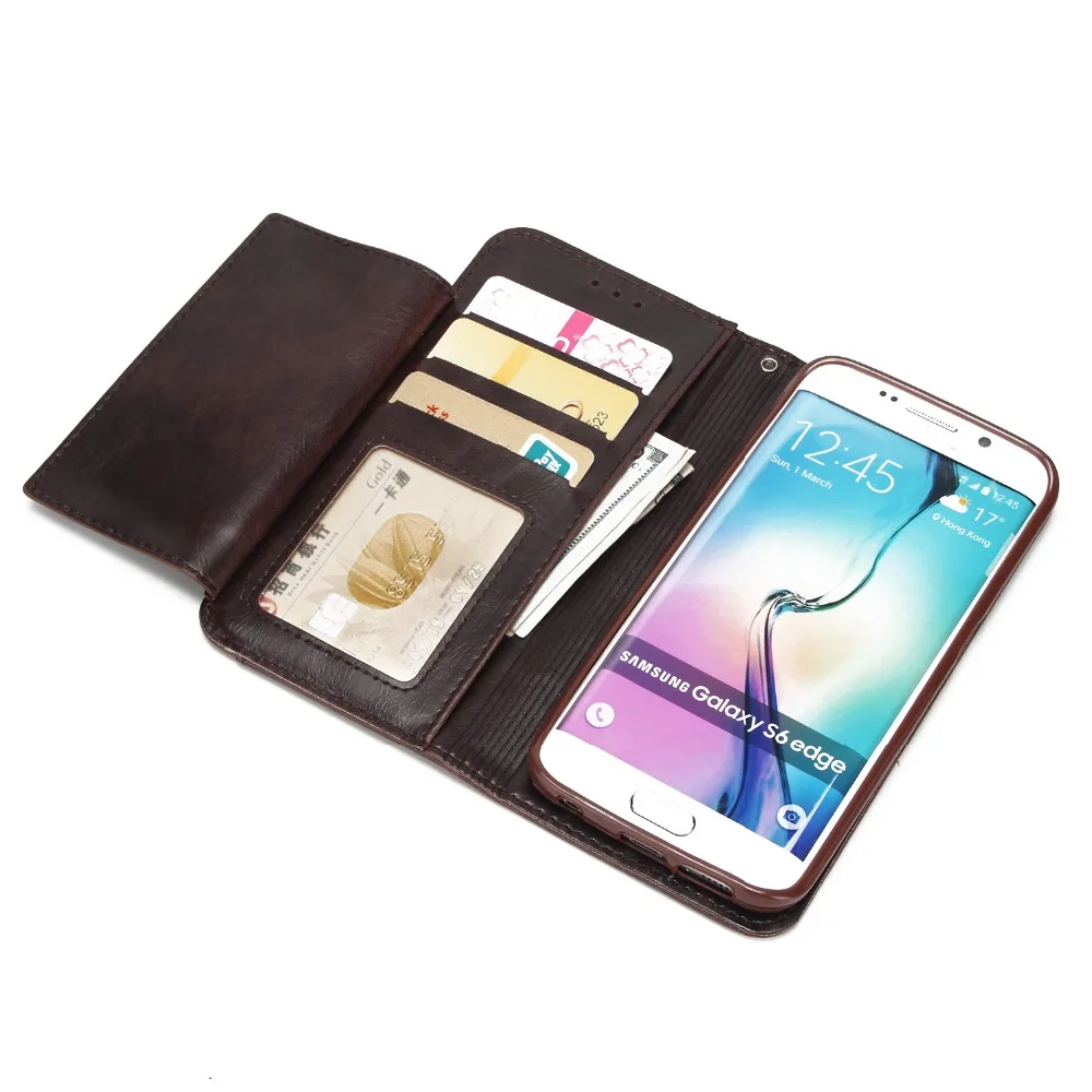 Befosson Business Crazy Horse PU Leather bag for Samsung S6 edge phone Wallet case Credit Card | Мобильные телефоны и