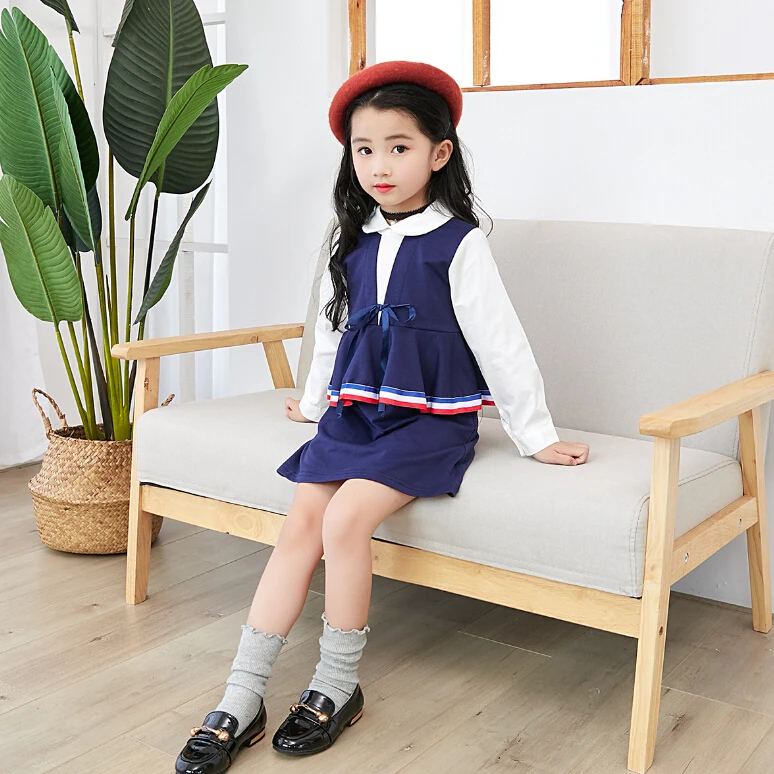 2018 wholesale Autumn Girls 100-140 children clothes Korean version Western style sweet Stitching princess dress Y3106 | Детская одежда