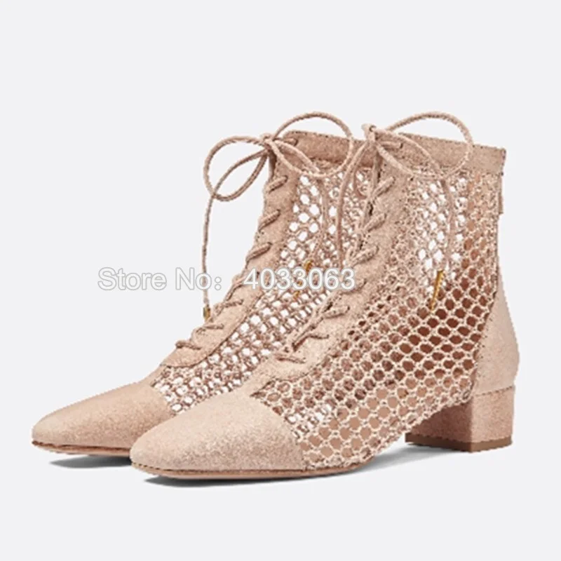 Murah Baru 2019 Musim Panas Sepatu Kulit Mesh Renda Sandal Wanita Hollow Keluar Tumit Rendah Gladiator Sandal Memancing Net Sepatu Sandal Sepatu Bot