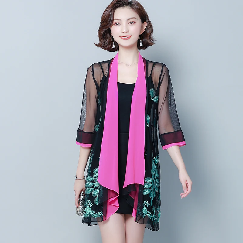 Blusas Mujer De Moda 2020 женские блузки с цветочной вышивкой кардиган женская блуза 3XL