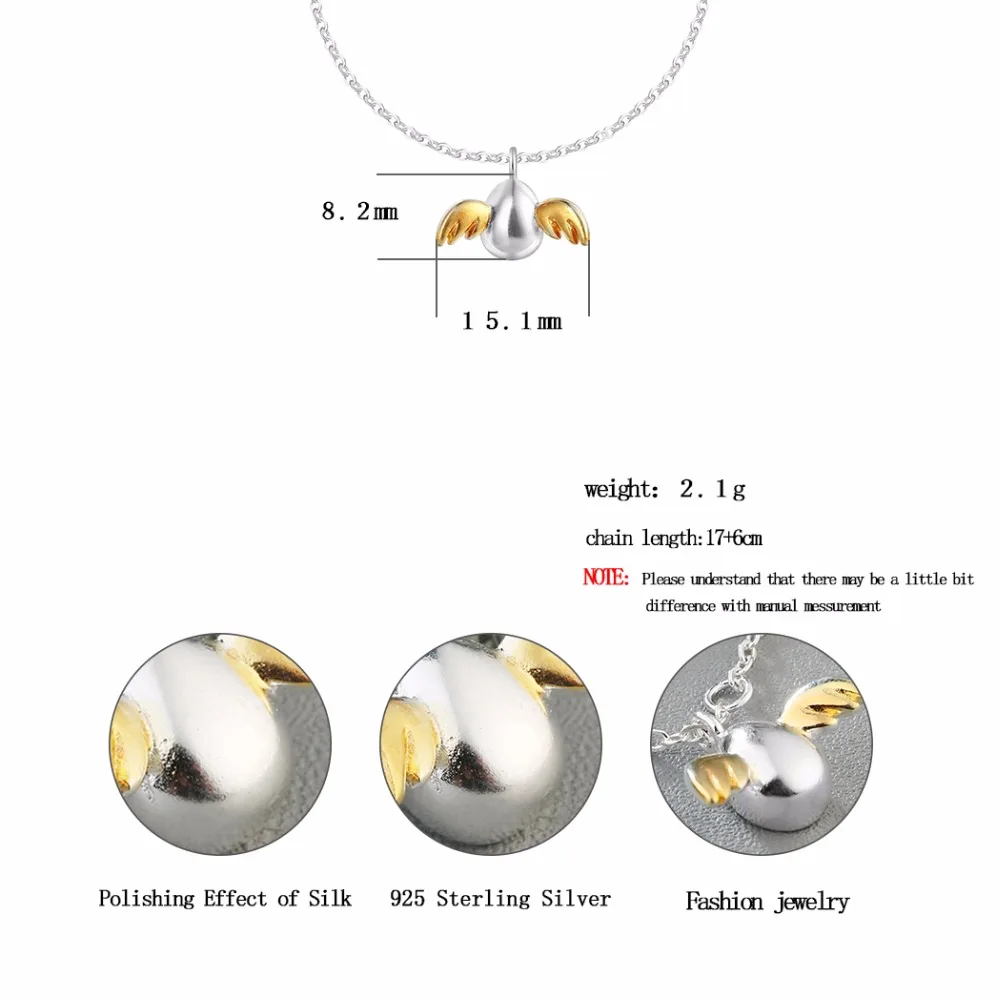 Kinitial 925 Стерлинговое Серебро яйцо птицы Золотые Крылья Ангела браслет женский