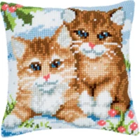TH Cat 01 DIY Набор для рукоделия Подушка с вышивкой из акриловой пряжи Гобелен Холст Подушка спереди вышивка крестом наволочка - Цвет: Розовый