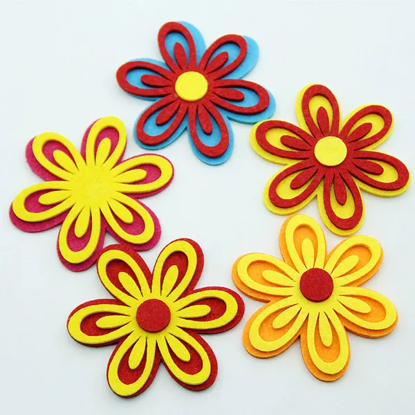 5pcs Mixed Color 5 шт. Цветы Мини лепестки аппликация Ткань материал войлок DIY шитье патчи карты ткань изготовление детских игрушек ручной работы поделки для декора комнаты - Цвет: 5pcs Mixed Color