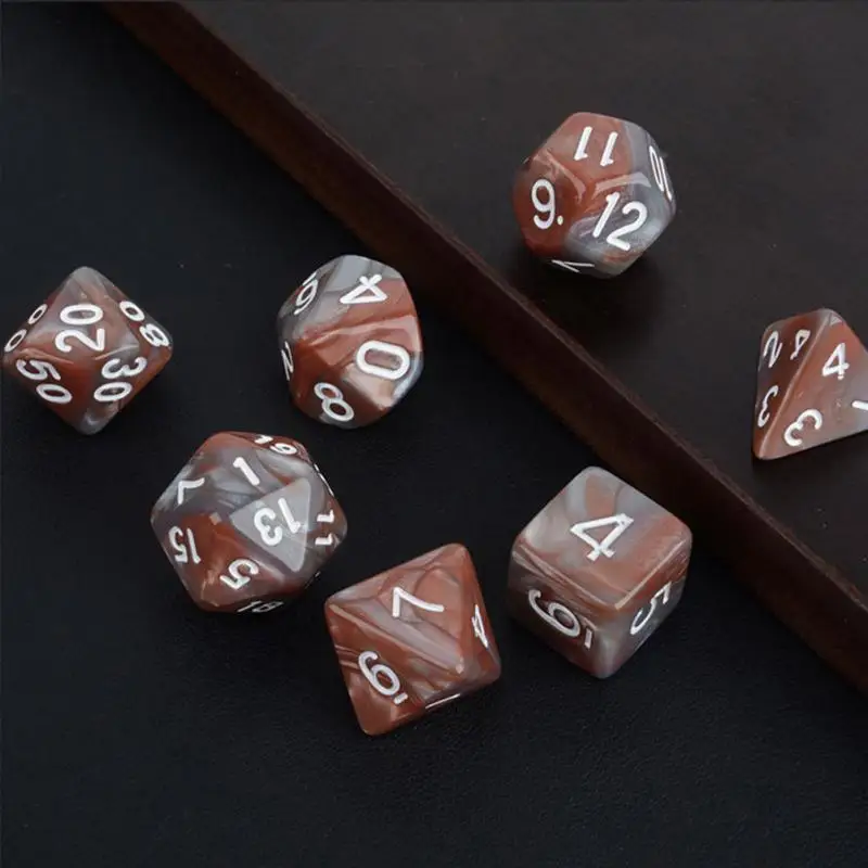 7 шт. набор игральных костей с эффектом туманности покер d& d d4 d6 d8 d10 d% d12 d20 многогранные TRPG игры rpg игры в кости