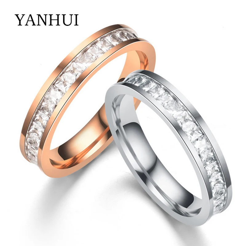 YANHUI Виктории Вика Для женщин кольца вечности Принцесса cut Топ CZ Diamant 10KT золотое покрытие Обручение обручальные кольца для Для женщин R060