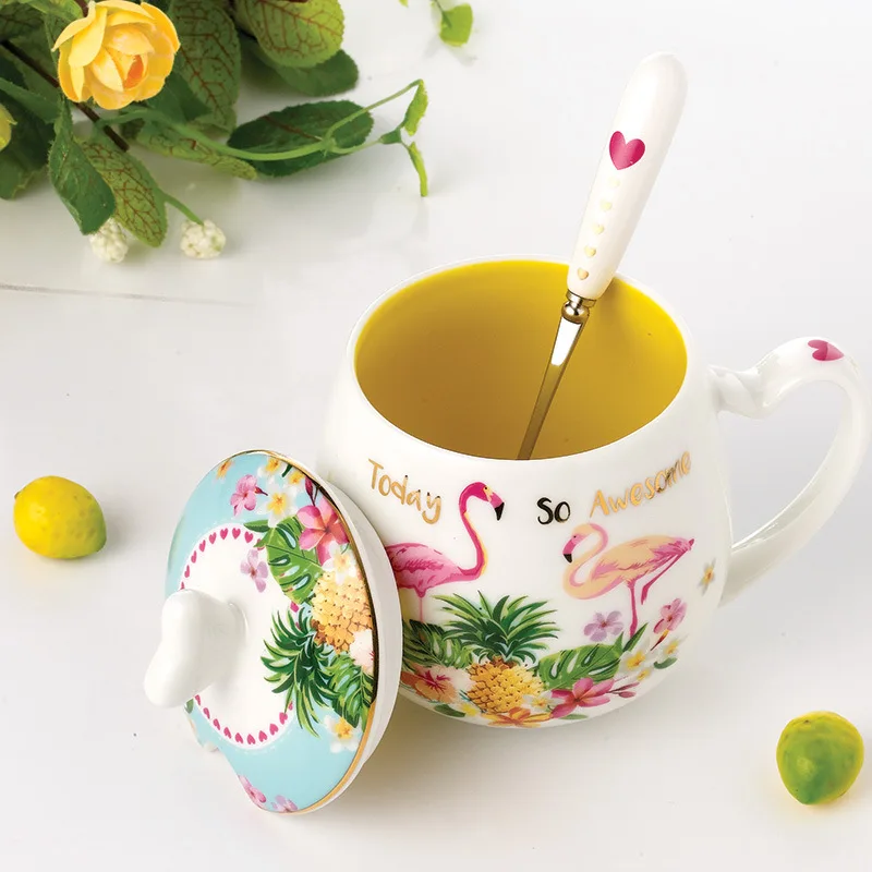 Style E YeFine керамические кофейные кружки с крышкой Ложка путешествия Керамика чашки и кружки фарфоровые чайные чашки костяного фарфора рождественские подарки - Цвет: Style E