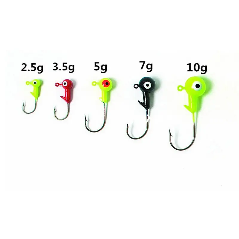 

5pcs 2.5g/3.5g/5g/7g/10g Head Fishing Lure Jigs Bait Hooks Set High Quality Lead Round