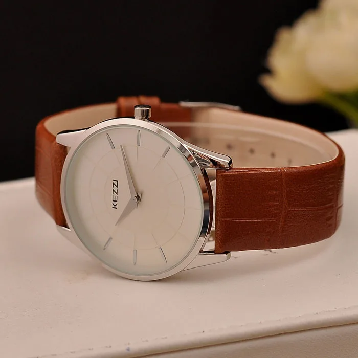 Kezzi бренд 3ATM водонепроницаемый роскошные повседневные изделия из кожи кварцевые