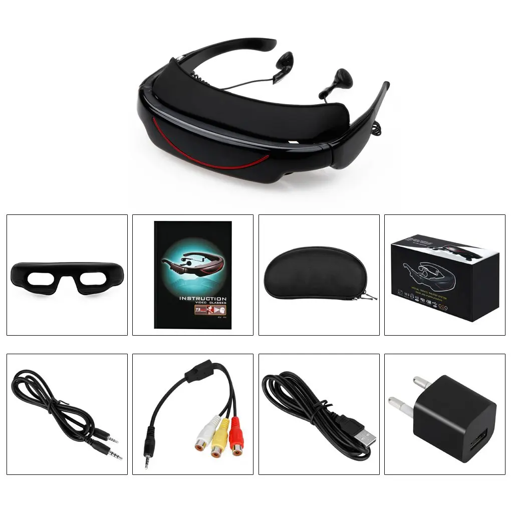 Videobrille 72 &quotZoll виртуальный Экран Театр Системы 4 ГБ AV в Funktion видео очки для ТВ