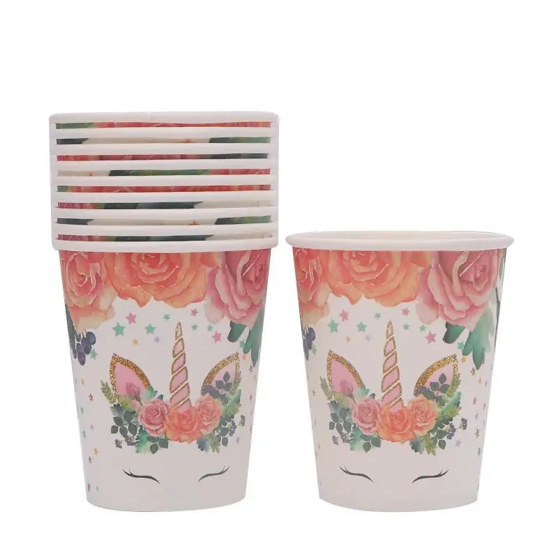 OUDIROSE одноразовая посуда Единорог бумажные стаканы для вечеринки попкорн панель