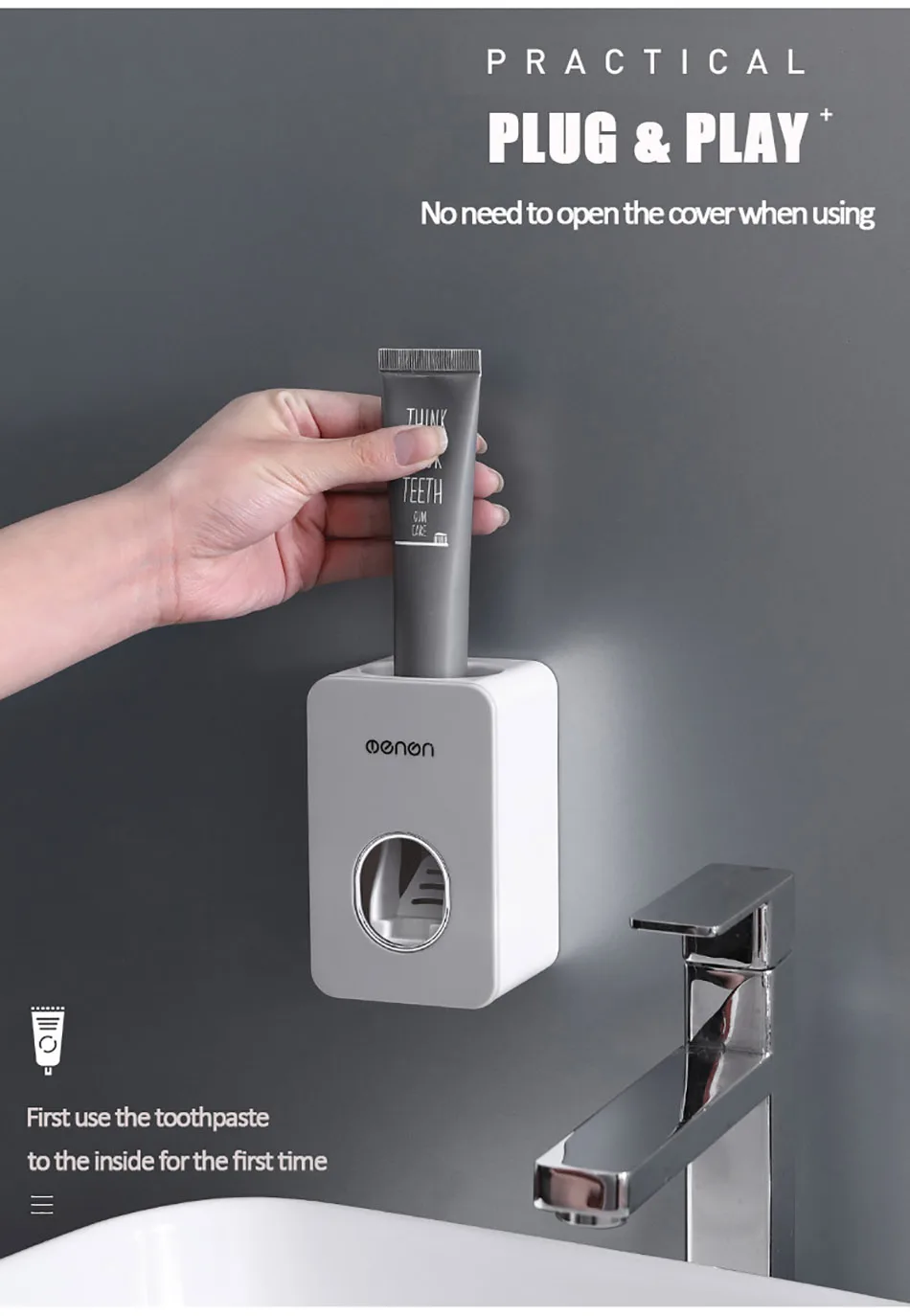 GUNOT Automatic Toothpaste Dispenser Wall Mounted Stand Home Dust-proof Toothpaste Lazy Dispenser Bathroom Accessories Set