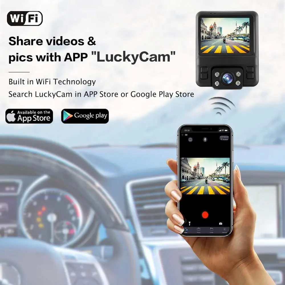 Conkim новый Wifi видеорегистратор GS66 Автомобильный с GPS двойным объективом 1080P Full HD