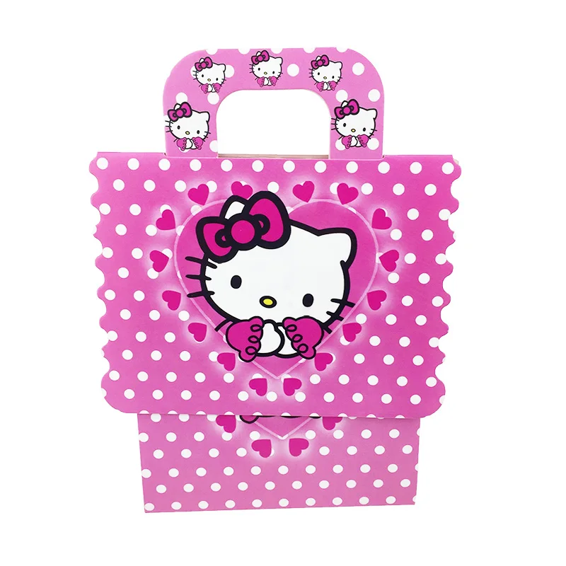 6pcs/lot hello kitty hand bags candy box decor party lovely loading gift for kids happy birthday decoration supplie | Дом и сад