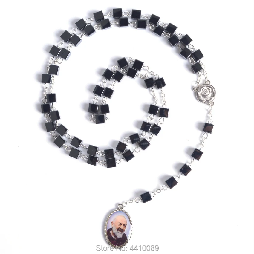 Модные религиозные кубические бусины St Pio ожерелье с четками