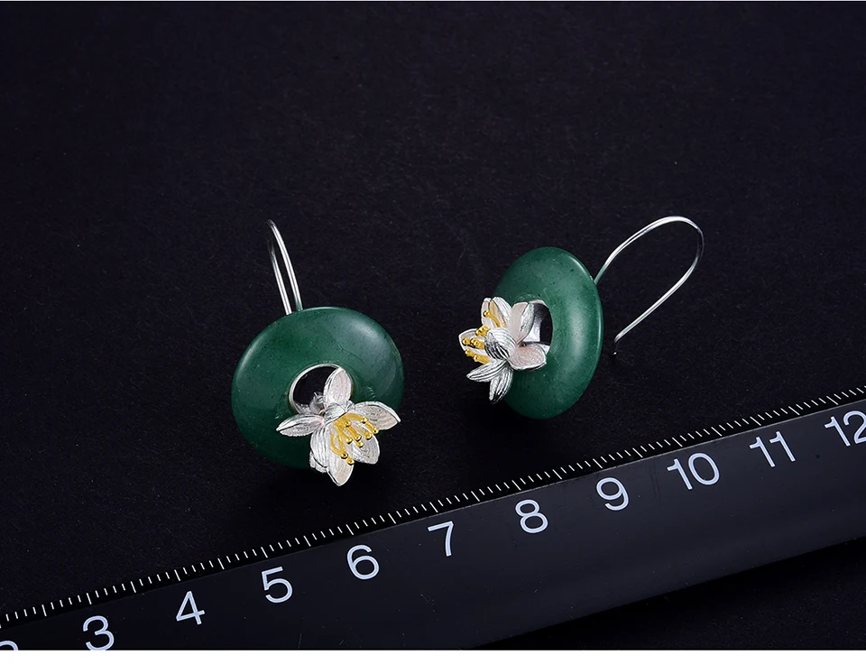 Lotus Fun Настоящее серебро 925 проба Натуральный камень творческий ручной ювелирные украшения шелест лотоса Висячие серьги для женщин Brincos