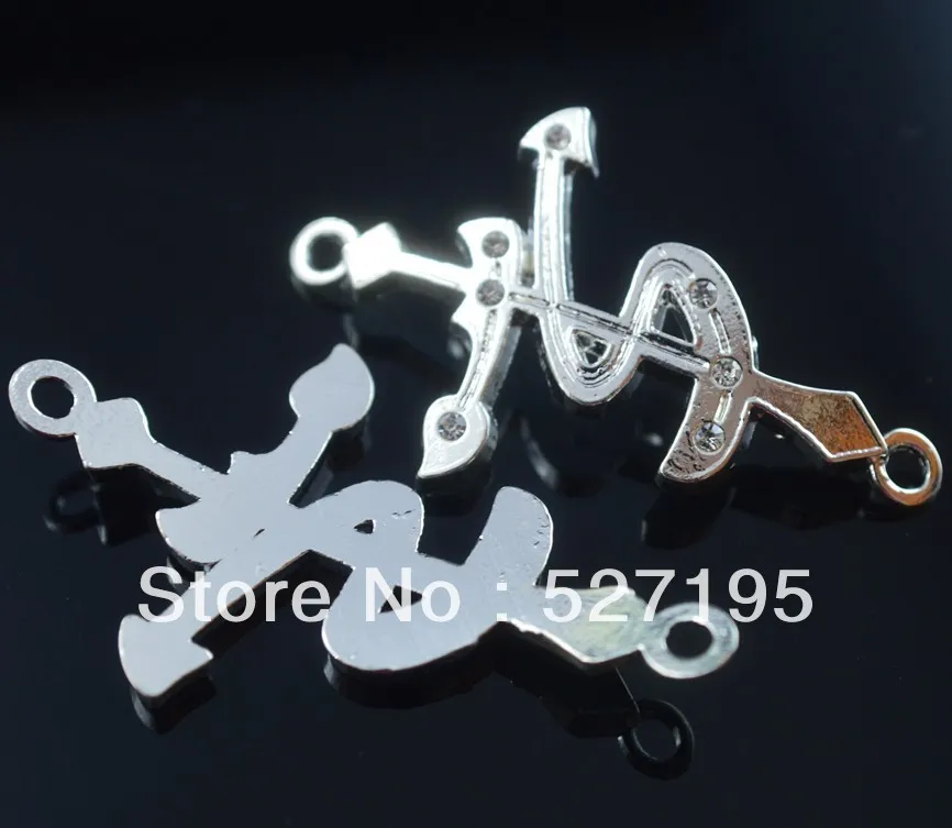 

Jewelry making silver plated 41*25mm constellations Clear Crystal Cross Bracelet Connector Beads