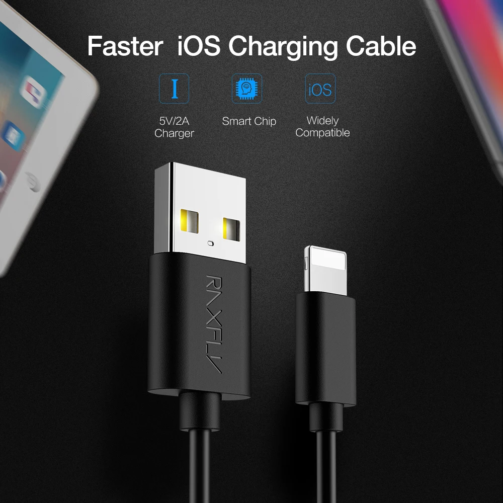 5 шт./лот кабели RAXFLY USB кабель для iPhone 8 7 плюс Быстрая зарядка В/2A Lightning/usb 6 6s