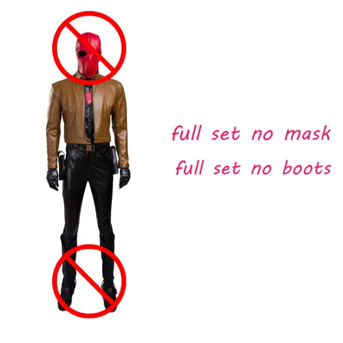 no mask no boots Бэтмен красный капюшон Косплей Костюм Джейсон Тодд Хэллоуин Косплей костюмы мужская кожаная куртка косплей одежда на заказ - Цвет: no mask no boots