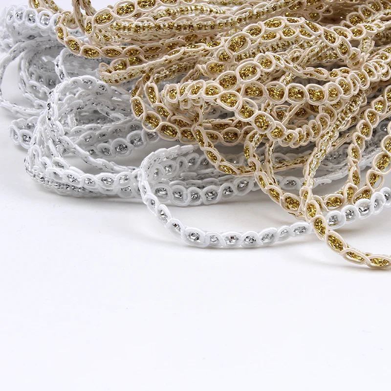 10 ярдов/лот 5 мм золотые серебряные вышитые тесемка шнурка полиэфира домашние