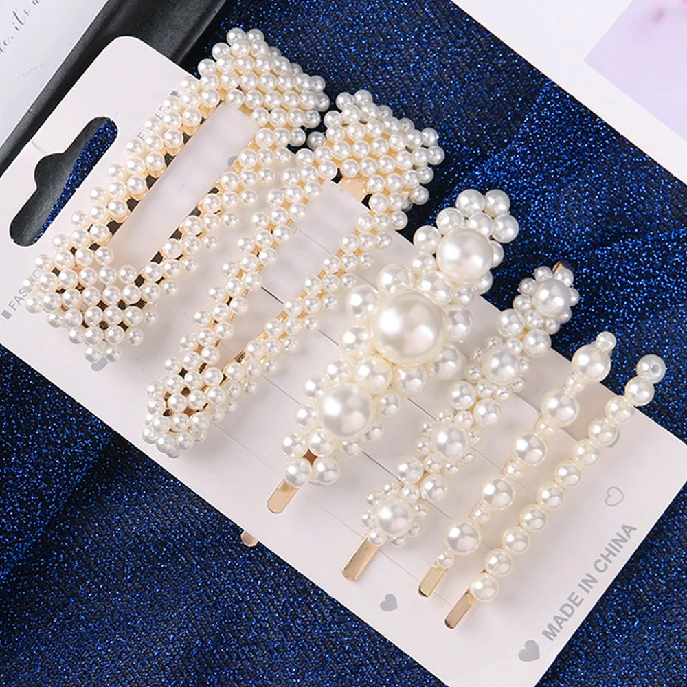 6 шт. женские стильные металлические шпильки с жемчугом Женские Простые заколки