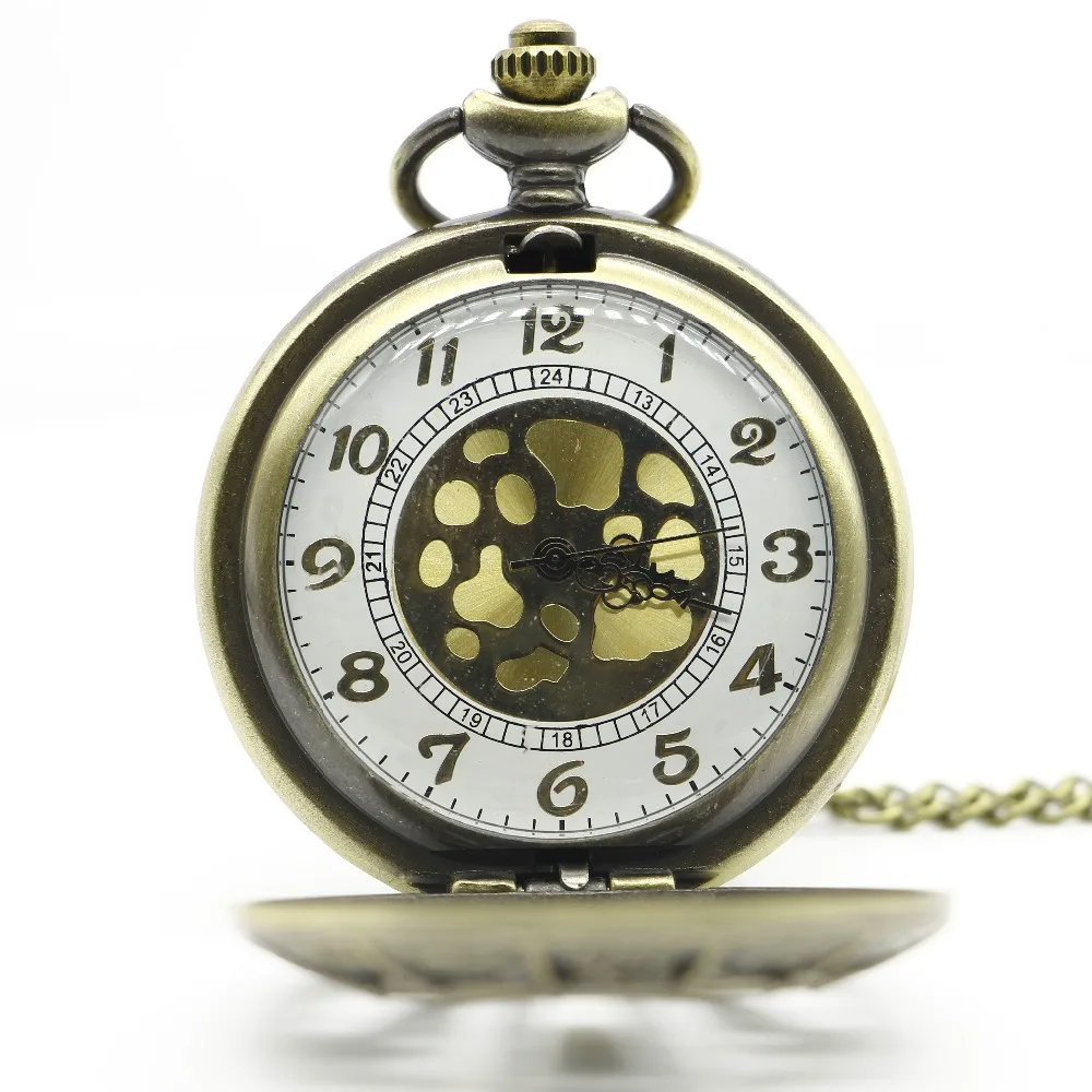 EW прибытие Бронзовый Человек-паук Pattern Hollow кварц карманные часы паук Mark Для