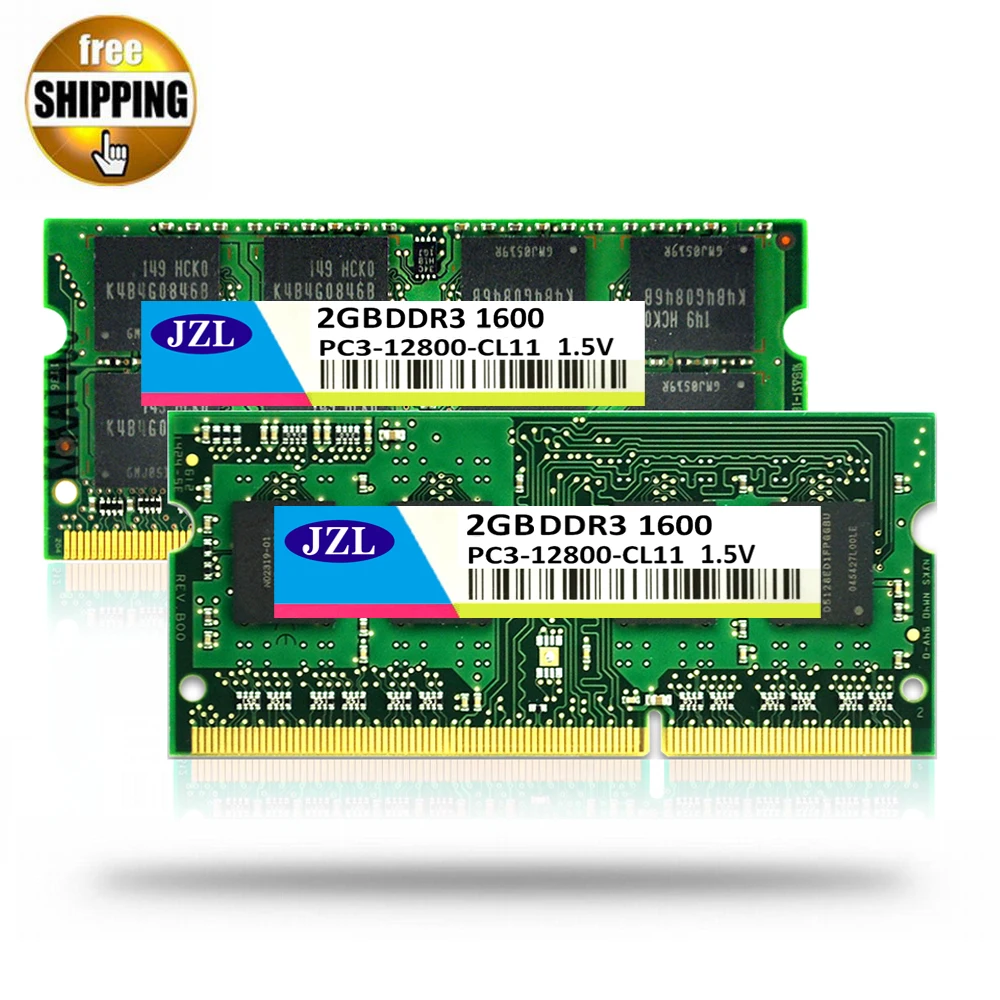

JZL DDR3 1600MHz PC3-12800 / PC3 12800 DDR 3 1600 MHz 2GB 204 PIN 1.5V CL11 SODIMM Memory Module Ram SDRAM for Laptop / Notebook
