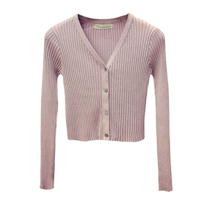 Женский трикотажный кардиган с длинным рукавом и V образным вырезом| |