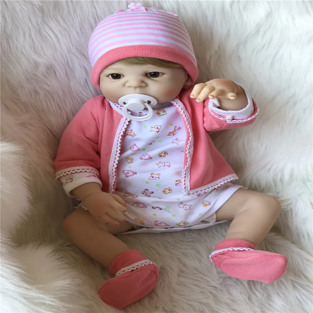 SanyDoll 22 дюйма 57 см силиконовые куклы Реборн Реалистичная кукла реборн розовый