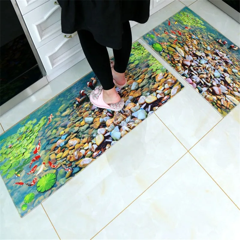 50x80 + 50x160 см Нескользящие напольные коврики с 3D принтом кухонный коврик