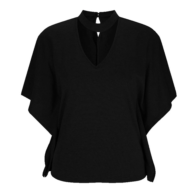 Модная женская футболка с коротким рукавом летучая мышь v-образным вырезом Новые