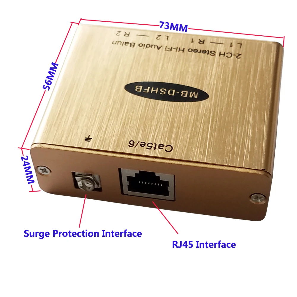 Фото Изоляционный удлинитель звука Hi-Fi Cat5/6, двойной, двунаправленный, Hi-Fi аудио в RJ45, адаптер аналогового аудио в RJ45, конвертер (одна пара) №3