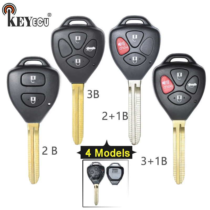 

KEYECU 10x for Toyota RAV4 Avensis Verso Camry Corolla Hilux Prado Remote Car Key Shell Case Fob 2/3/2+1/3+1Button TOY43 Blade