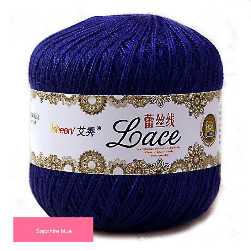 50 g/ball 8# Lace Crochet Thread Cotton Wool Fine Yarns Embroidery Crochet Knitting Lace Jewelry DIY Hand Knitting Threads - Цвет: Sapphire blue