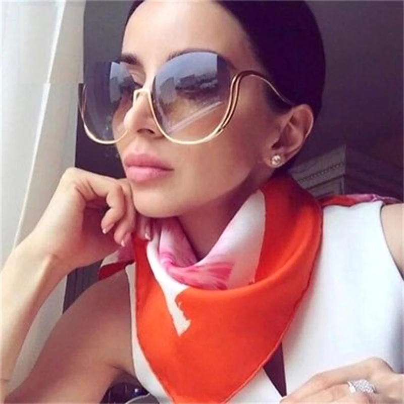 Модные квадратные солнцезащитные очки женские полуоправы негабаритные
