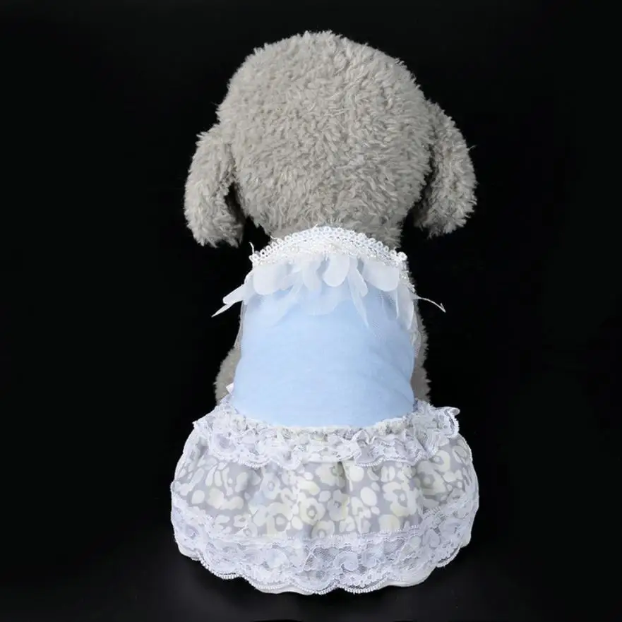 Одежда для питомцев 2017 модное платье собак милое хлопковое кружевное с цветами