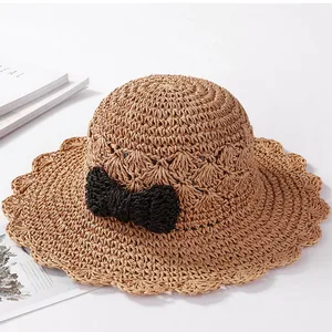 SUOGRYStraw Bowknot Hats For Women Summer Beach Fashion Sun Hat Floppy Hand Folding Panama Chapeau Wide Brimmed Hat SUOGRYStraw Bowknot Hats For Women Summer Beach Fashion Sun Hat Floppy Hand Folding Panama Chapeau Wide Brimmed Hat