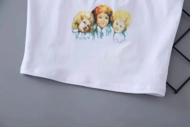 Женский винтажный укороченный топ Angel Pattern без рукавов белый однотонный