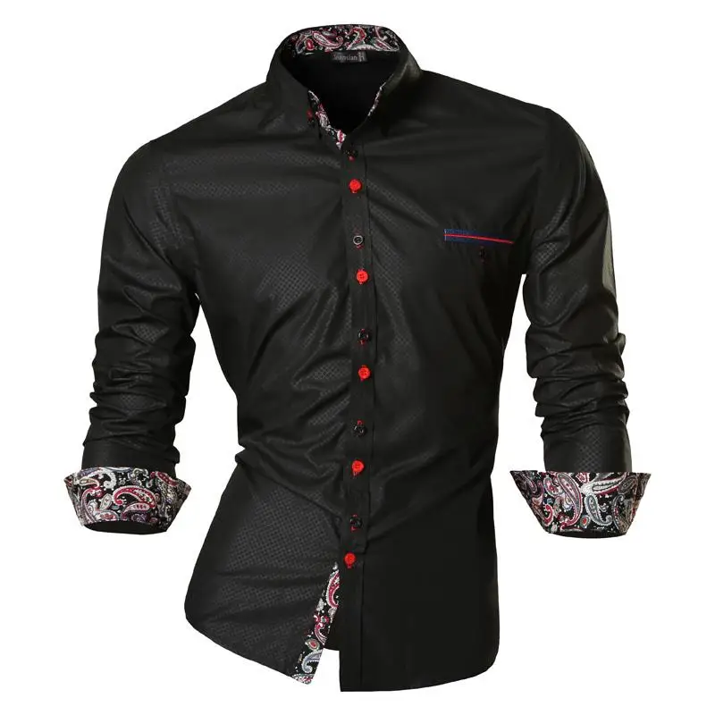 Z027-Black Джинсовые мужские рубашки, повседневные стильные дизайнерские пуговицы с длинным рукавом, приталенные 8397, черные - Цвет: Z027-Black