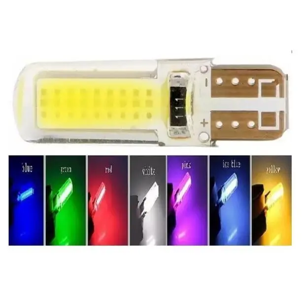 

Kit 4 12 VOLTS Lampadas T10 Siliconada Cob Led Varias Cores W5w Unidade