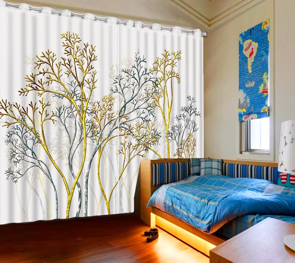 

European Luxury Curtains tree Photo Curtains For The Bedroom Living Room 3D Window Drapes Hotel Wall Home Decor