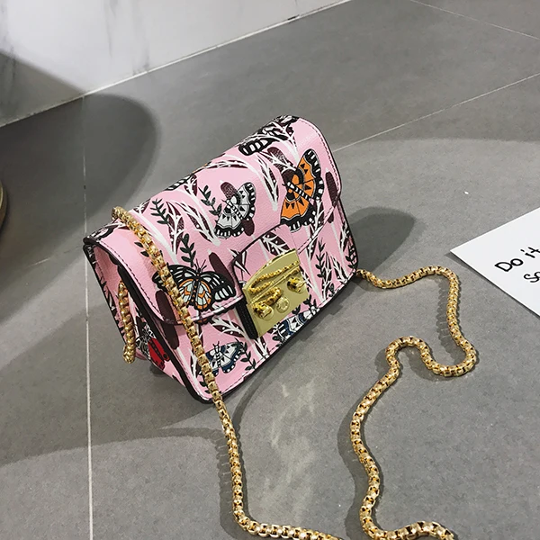 Известный итальянский бренд, женская сумка с клапаном, роскошная, стиль Лолиты, граффити, принт, дизайнерские цепи, сумки через плечо, модные женские сумки-мессенджеры