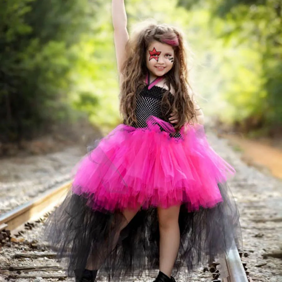 

Rockstar Queen Tutu Dress Girl Birthday Party Outfit for Photo Prop Halloween Costume Kids Tutu Dress TS083