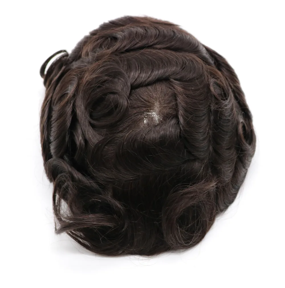 

Bleached and Tiny Knots Men's Toupee Replacement System Swiss Lace Remy Indian Human Hair Piece Various Colors