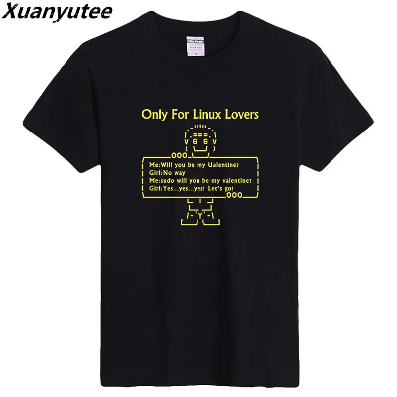 Футболка Xuanyutee Linux Мужская летняя с коротким рукавом из флока принтом только для