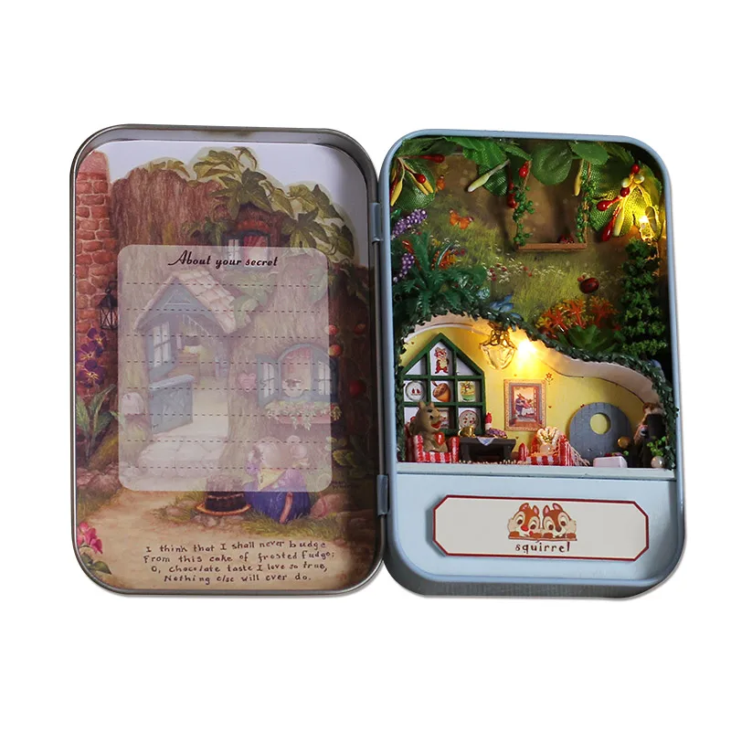 T004 Box Theatre DIY Doll House Furniture Miniatura For Dollhouse Light House For Dolls Toys For Children JUNGLE TIME T001#E - Цвет: T004