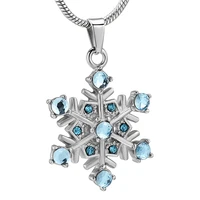 lkj12840 women accessories jewelry in memory of loss lover snowflake cremation pendant with chain ashes holder keepsake jewelry