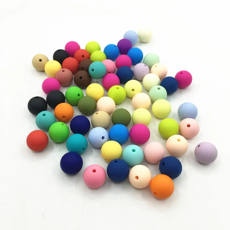 20 шт./лот силиконовый бисер ребенок прорезывание зубов Beads-40colors-10 мм/12 мм/15 мм безопасный пищевой прорезывание зубов жеванные круглые силиконовые бусы