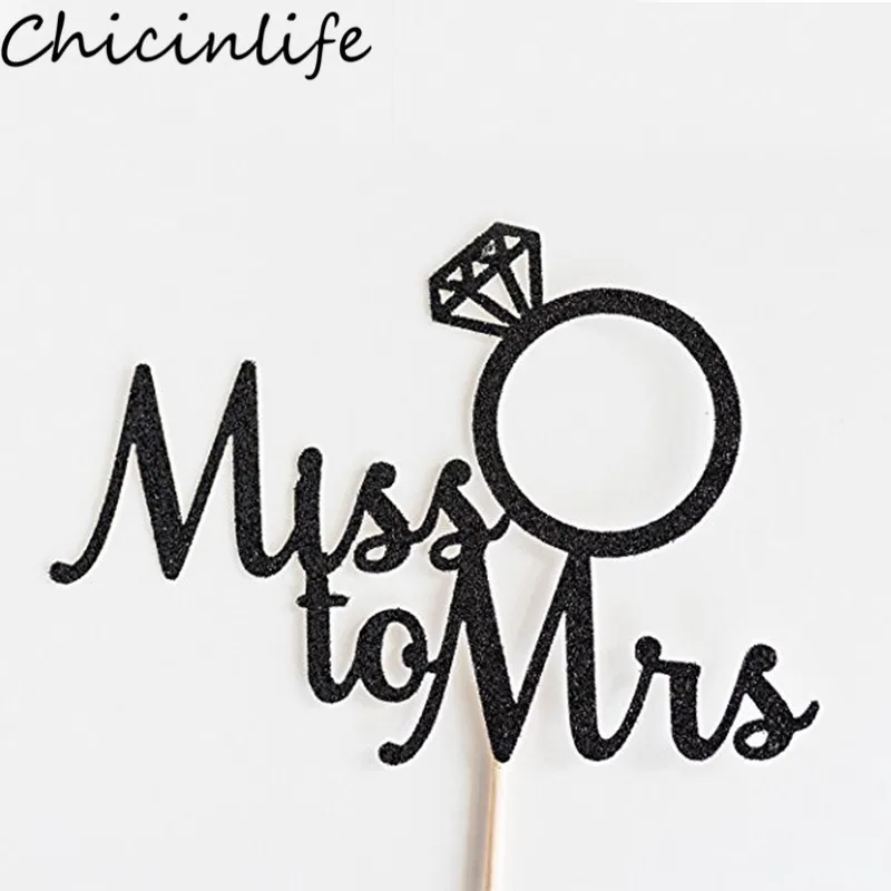 Chicinlife 1 шт. золото/серебро/черный Miss To Mrs кекс Топпер свадебный душ девичник вечеринка Свадьба сувениры украшения