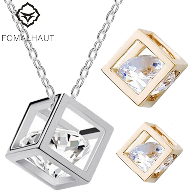 FOMALHAUT 2017 новая мода цепи простое квадратное хрустальное ожерелье кулон для
